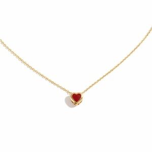 New! Gold Plated Red Gemstone Heart Necklace NWOT (3008)